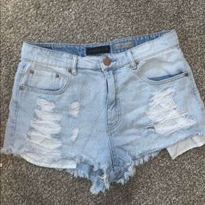 High waisted jean shorts